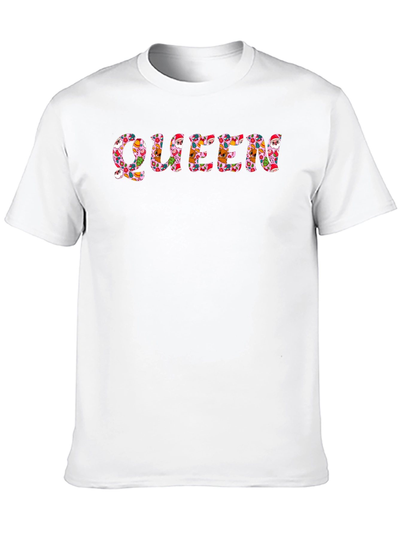 Queen Christmas Pattern Black T-Shirt