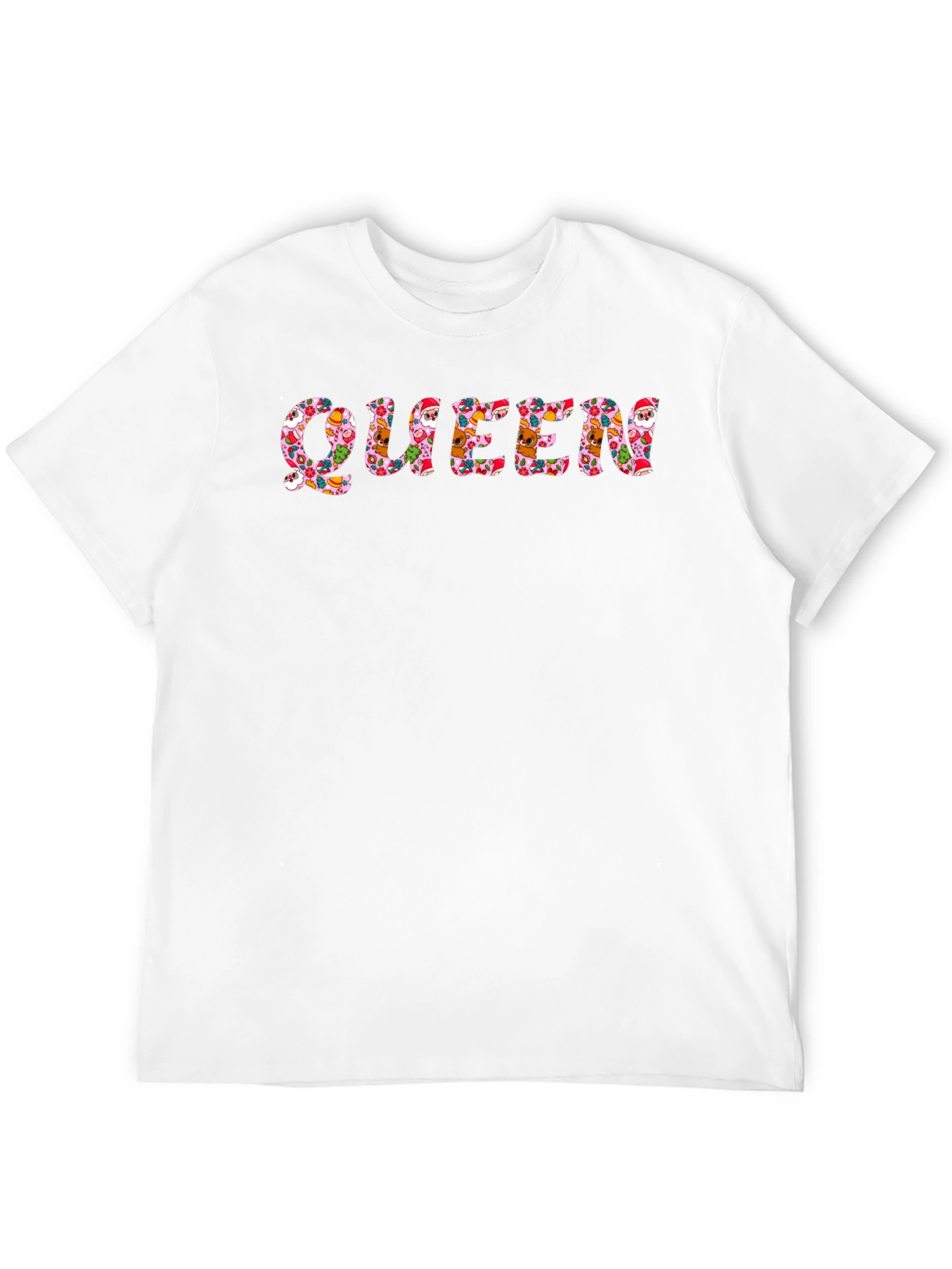 Queen Christmas Pattern Black T-Shirt