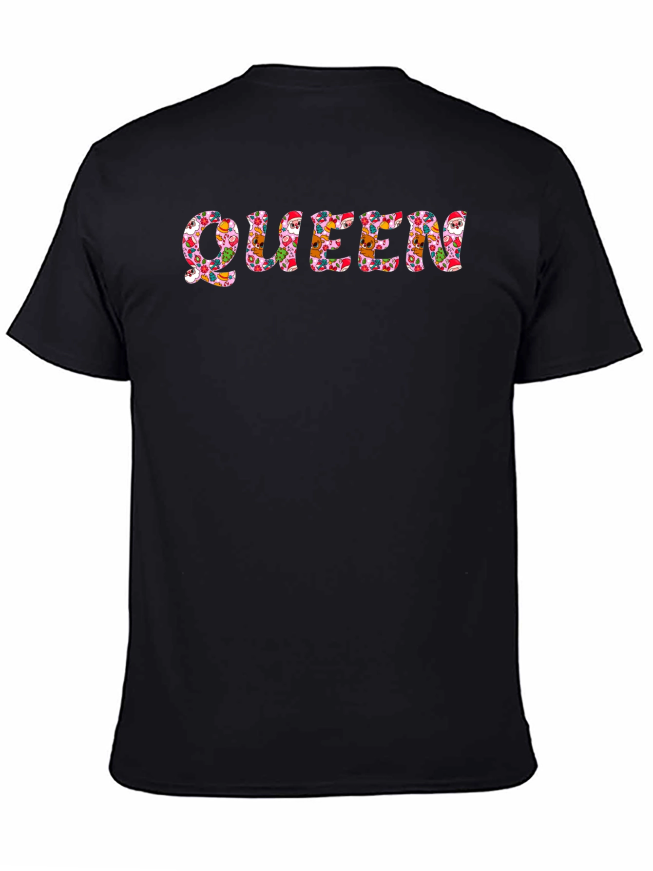 Queen Christmas Pattern Black T-Shirt