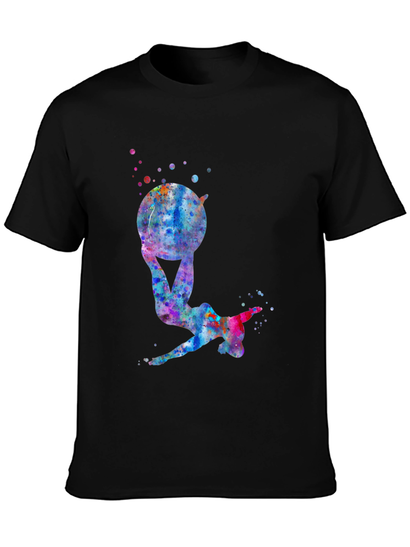 Gymnast Watercolor Black T-Shirt