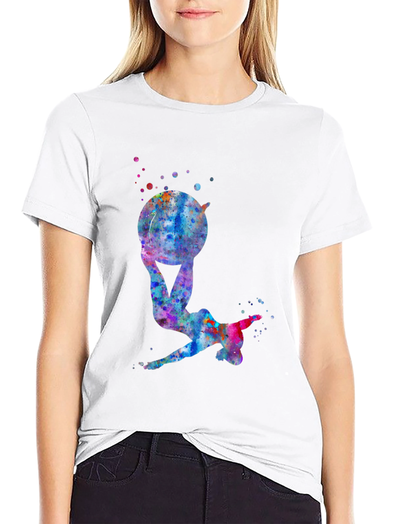 Gymnast Watercolor Black T-Shirt