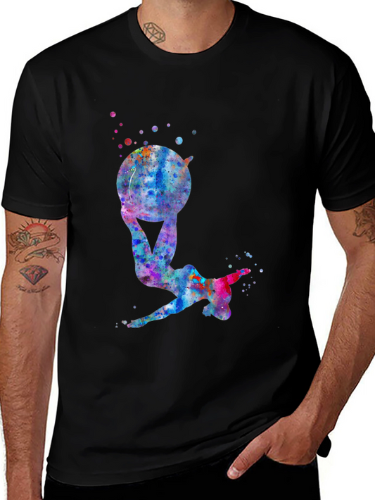 Gymnast Watercolor Black T-Shirt