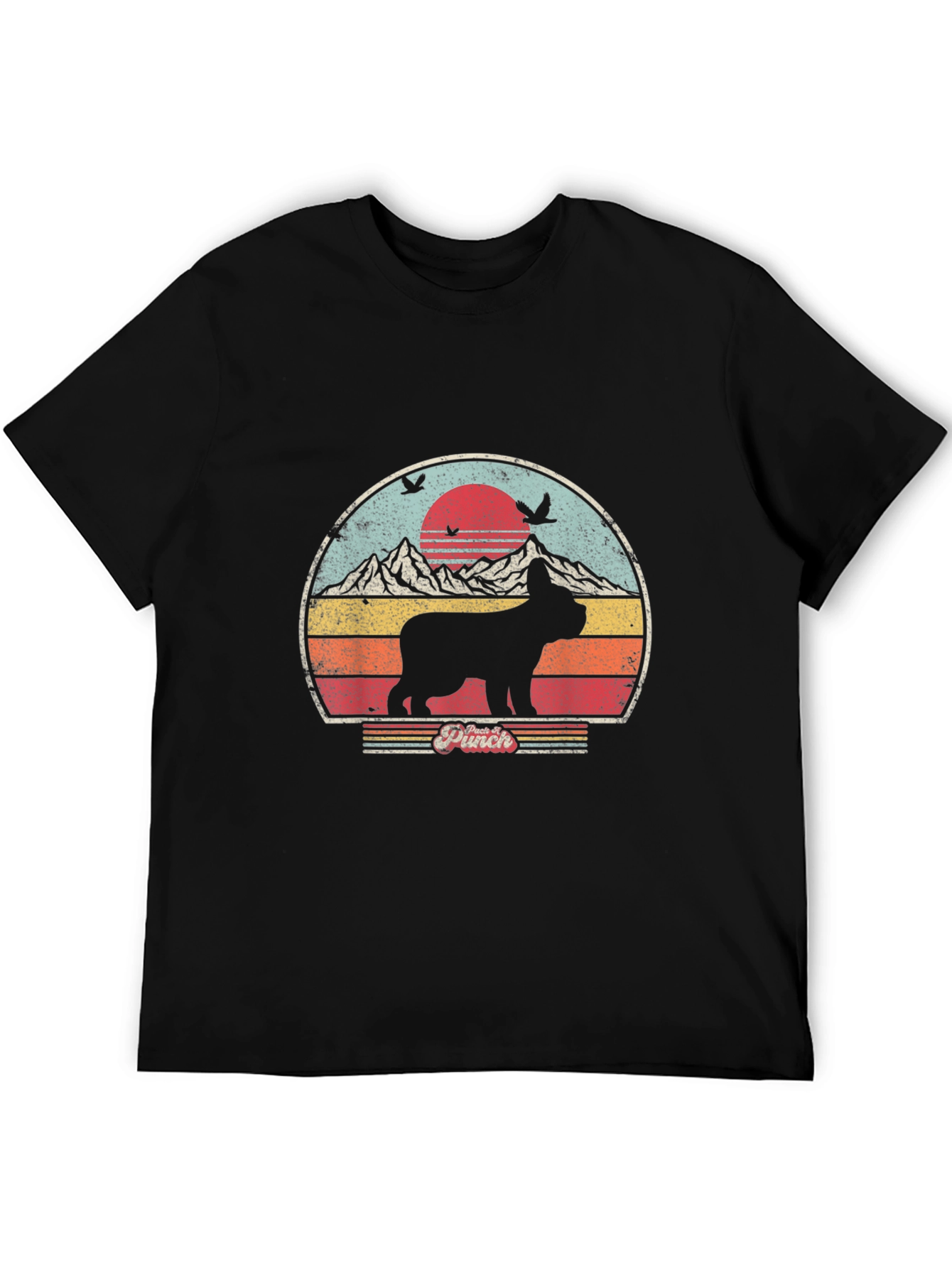 Retro Dog Graphic Tee - Black Cotton Blend
