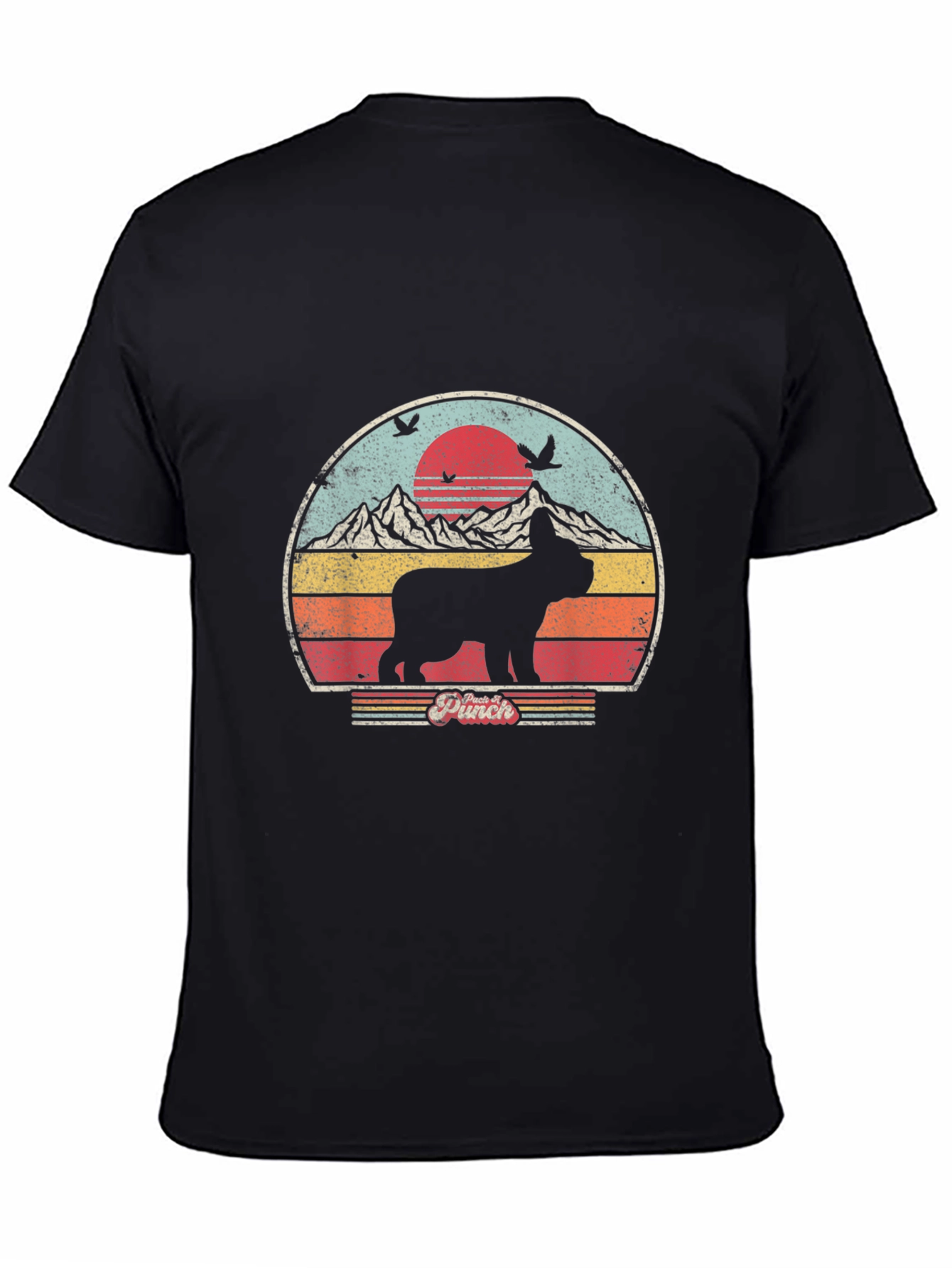 Retro Dog Graphic Tee - Black Cotton Blend