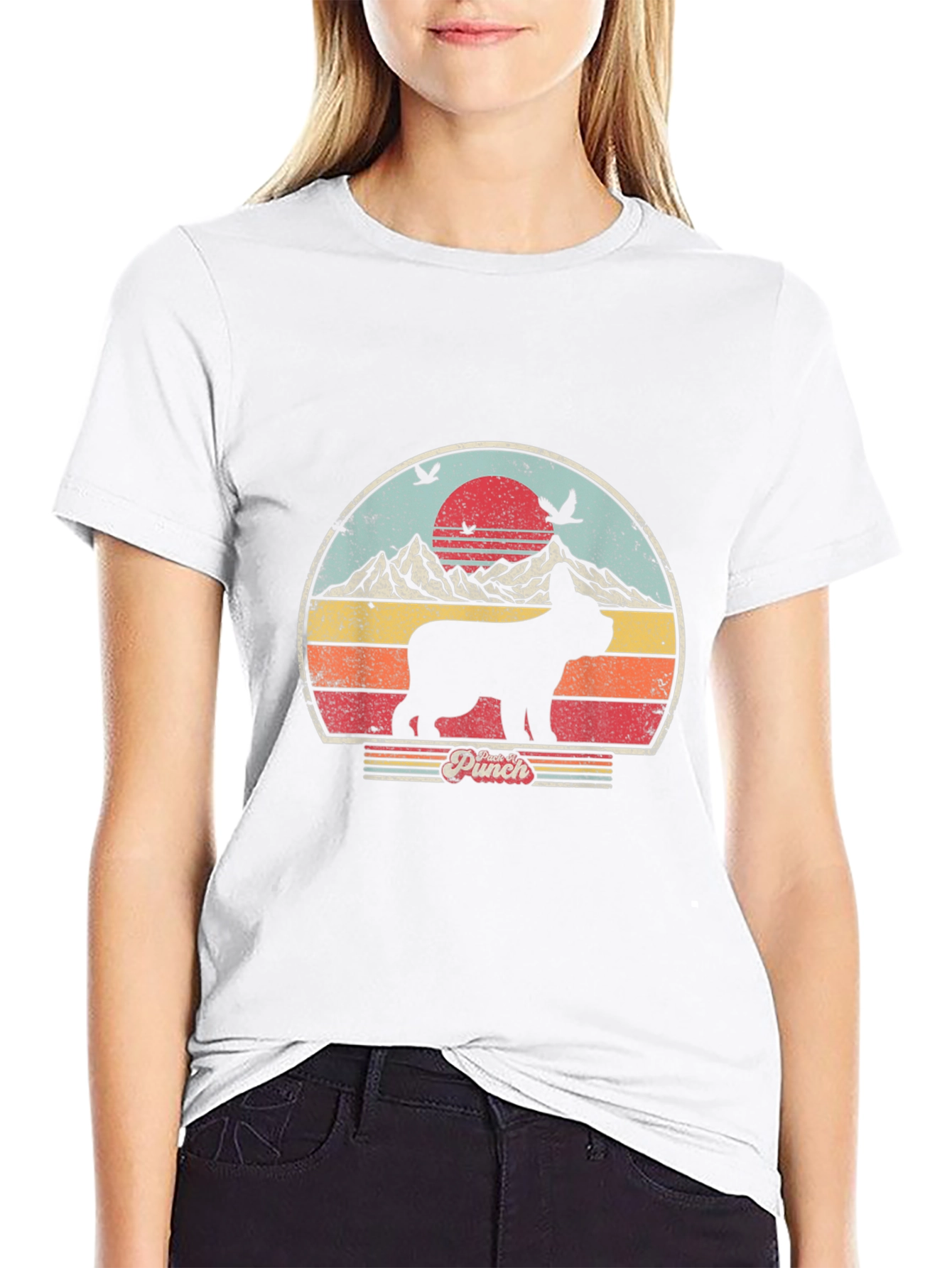 Retro Dog Graphic Tee - Black Cotton Blend