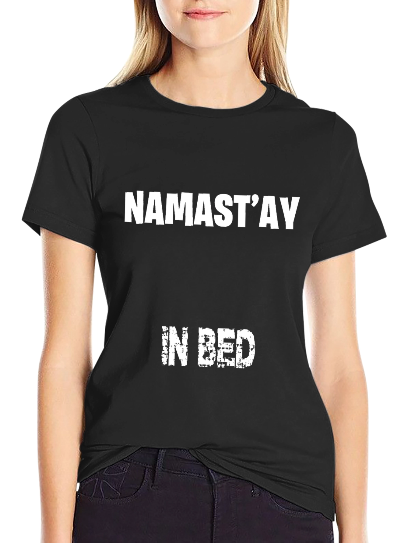 Namastay In Bed Graphic Tee - Black