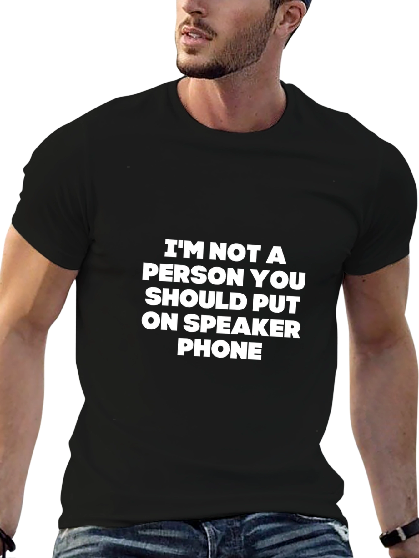 Speaker Phone Warning Black T-Shirt