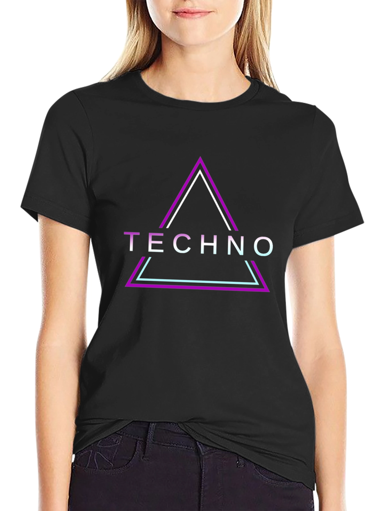 Techno Graphic T-Shirt - Modern Neon Design