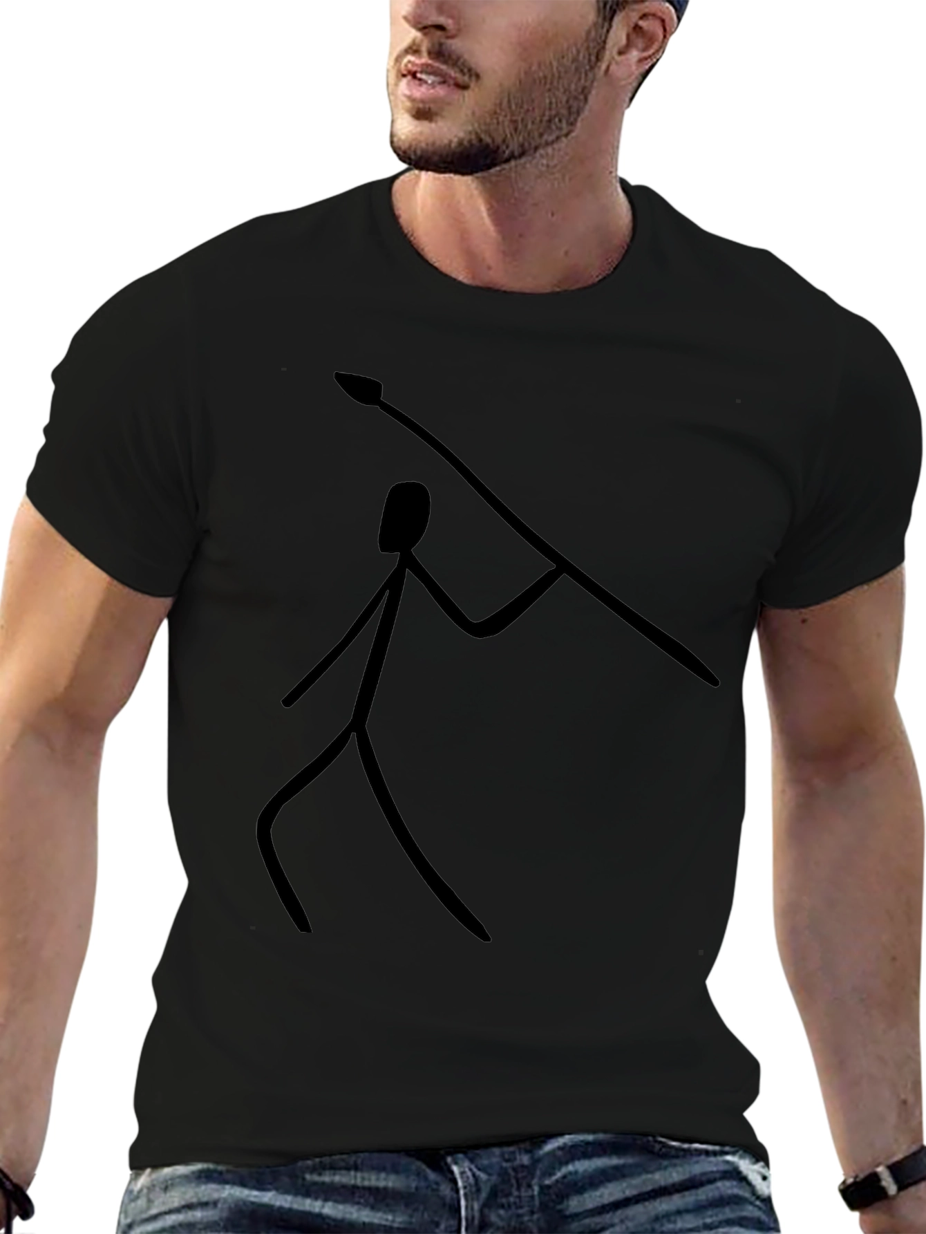 Caveman Spear T-Shirt - Black Graphic Tee