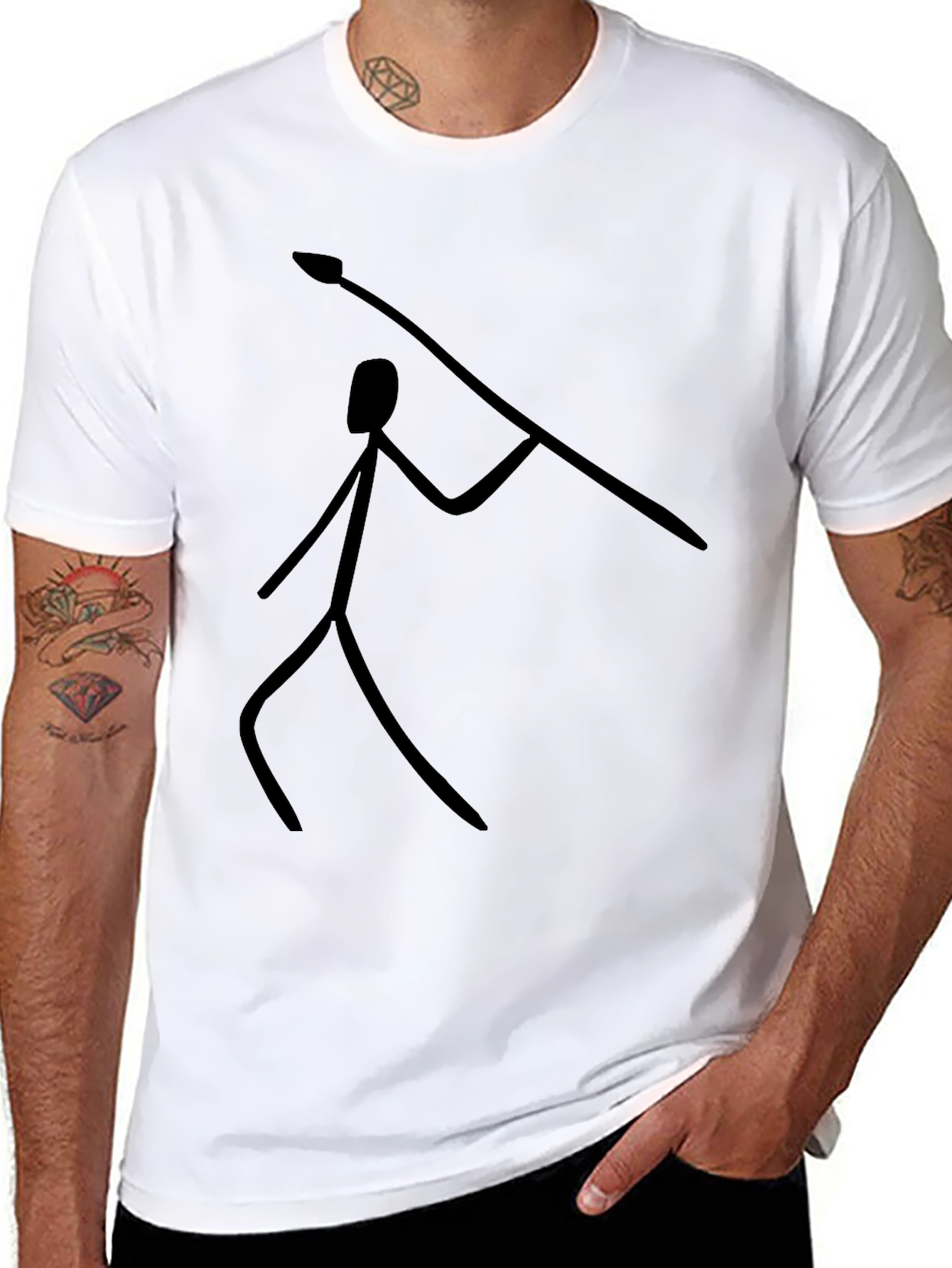 Caveman Spear T-Shirt - Black Graphic Tee