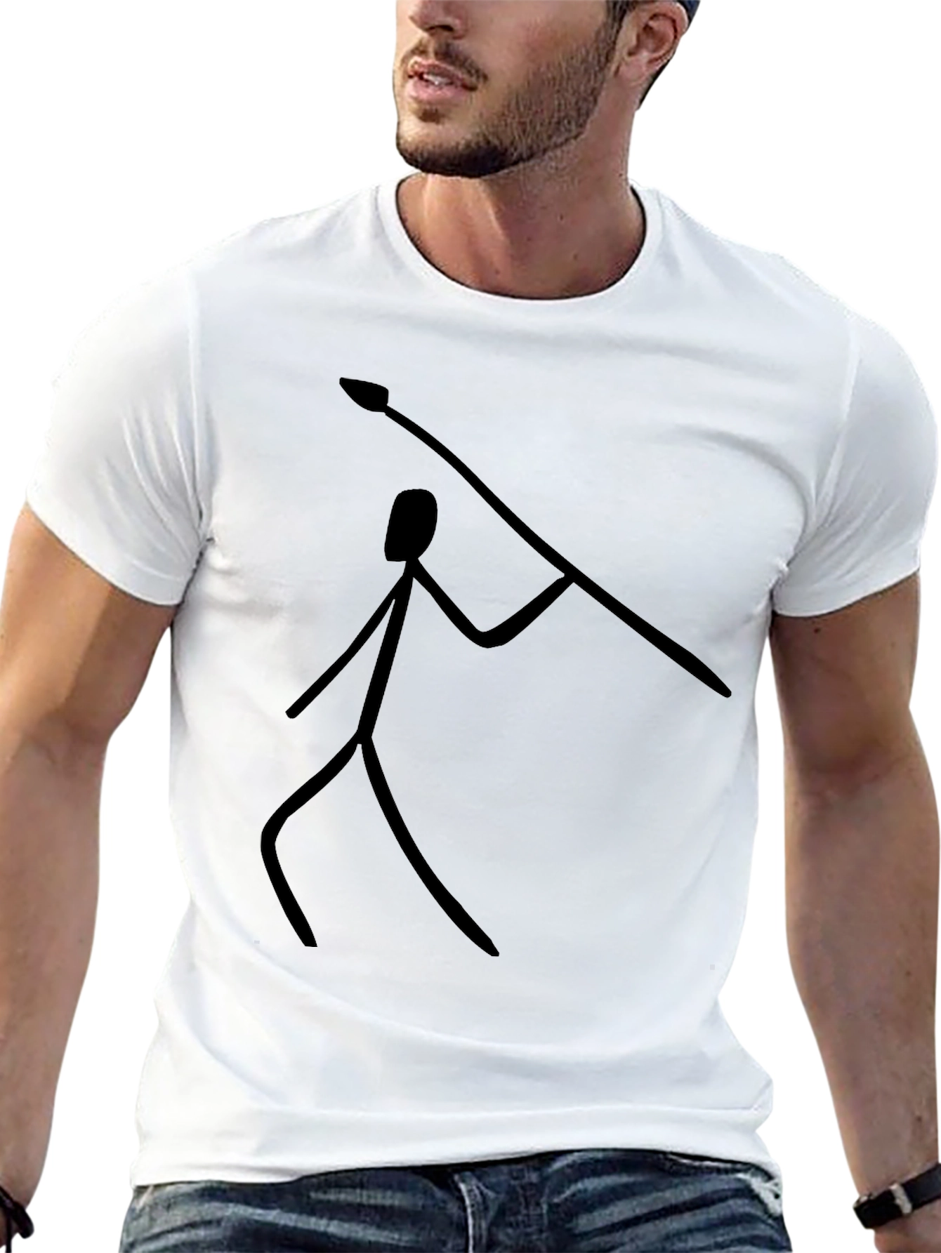 Caveman Spear T-Shirt - Black Graphic Tee