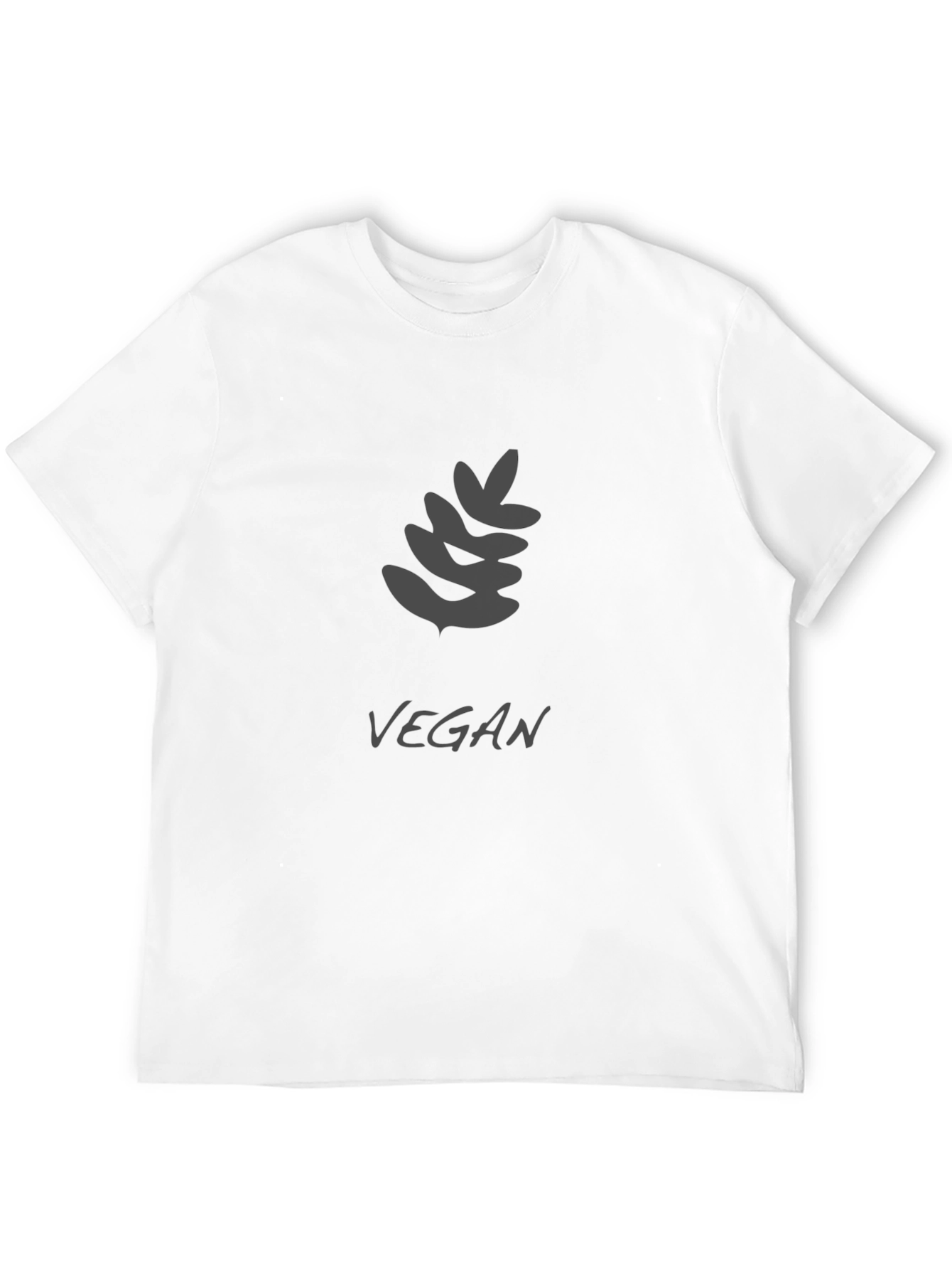 Vegan Black T-Shirt with Leaf Design