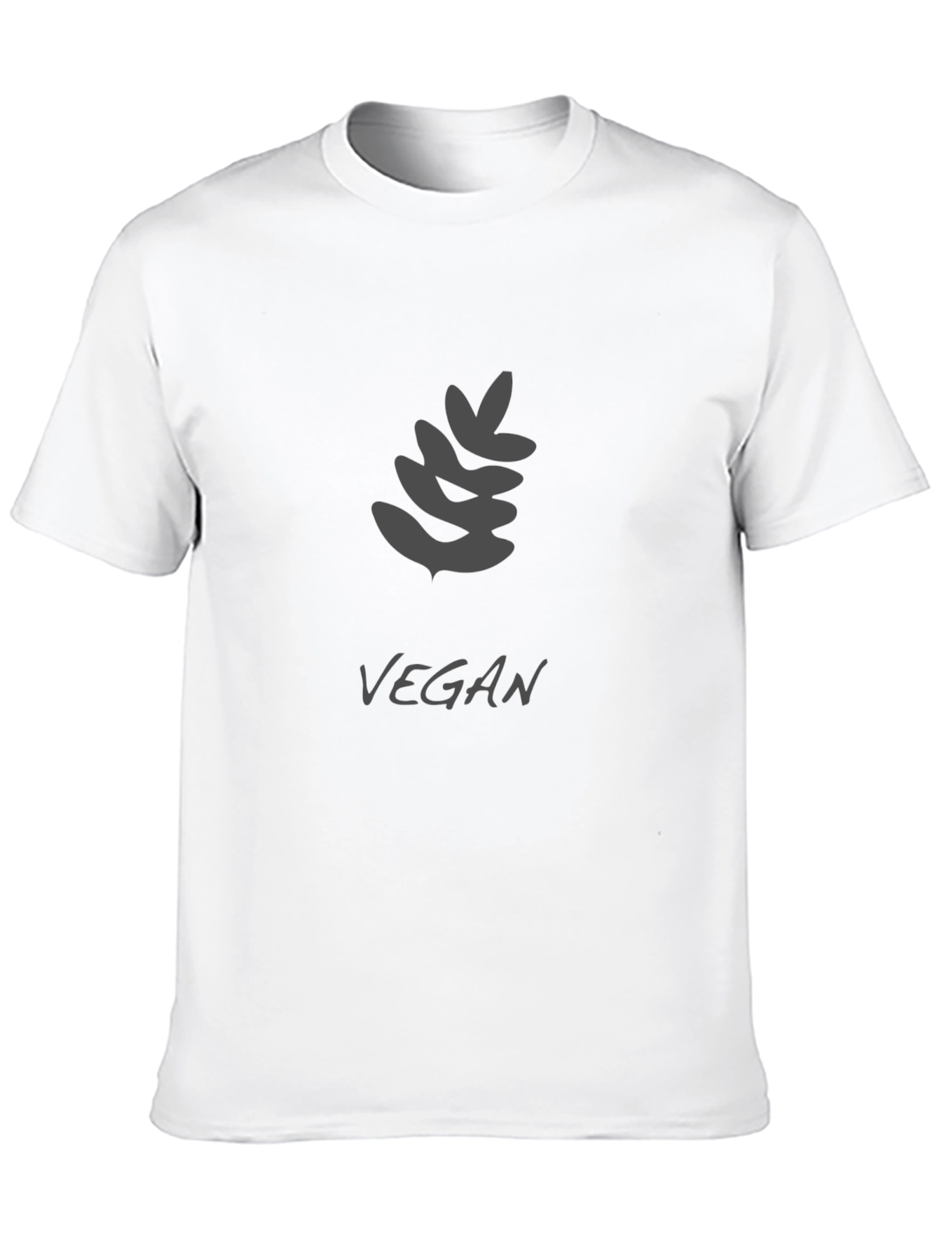 Vegan Black T-Shirt with Leaf Design