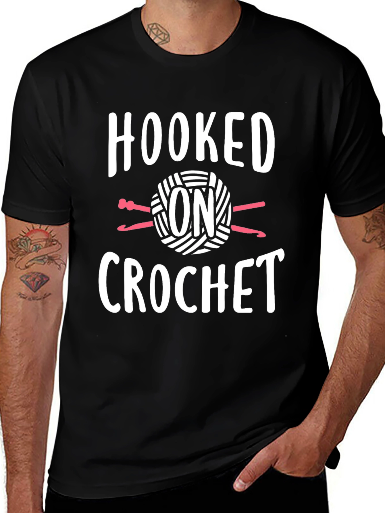 Hooked on Crochet Graphic Tee - Black Cotton