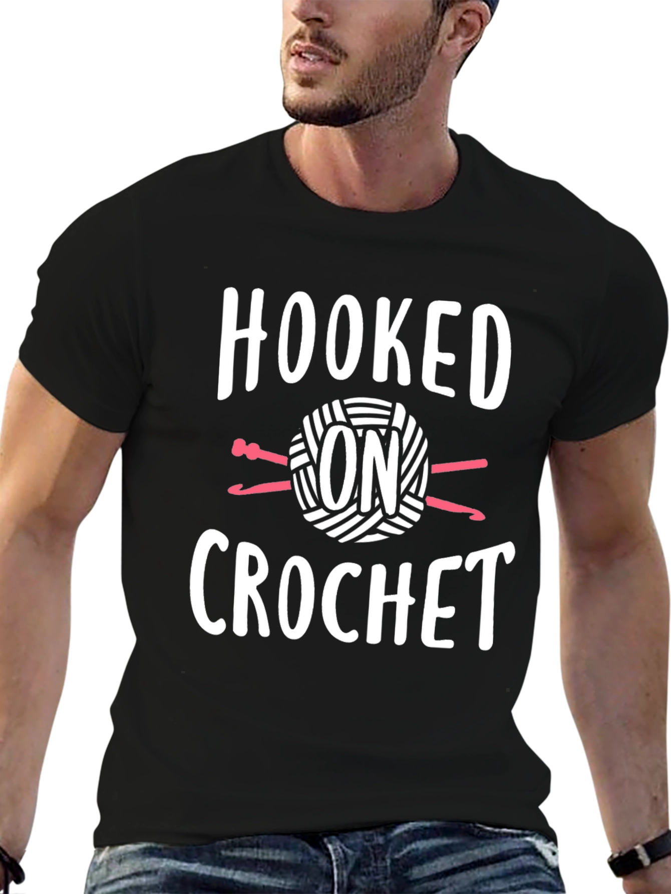 Hooked on Crochet Graphic Tee - Black Cotton