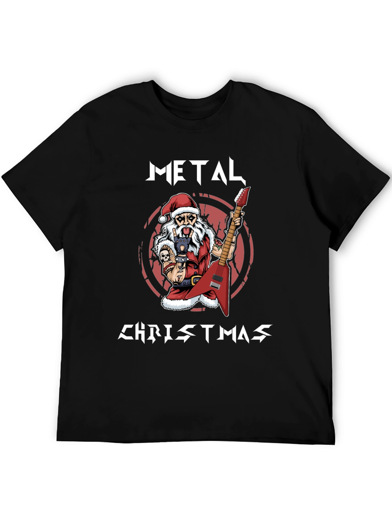 Metal Christmas Santa Graphic T-Shirt
