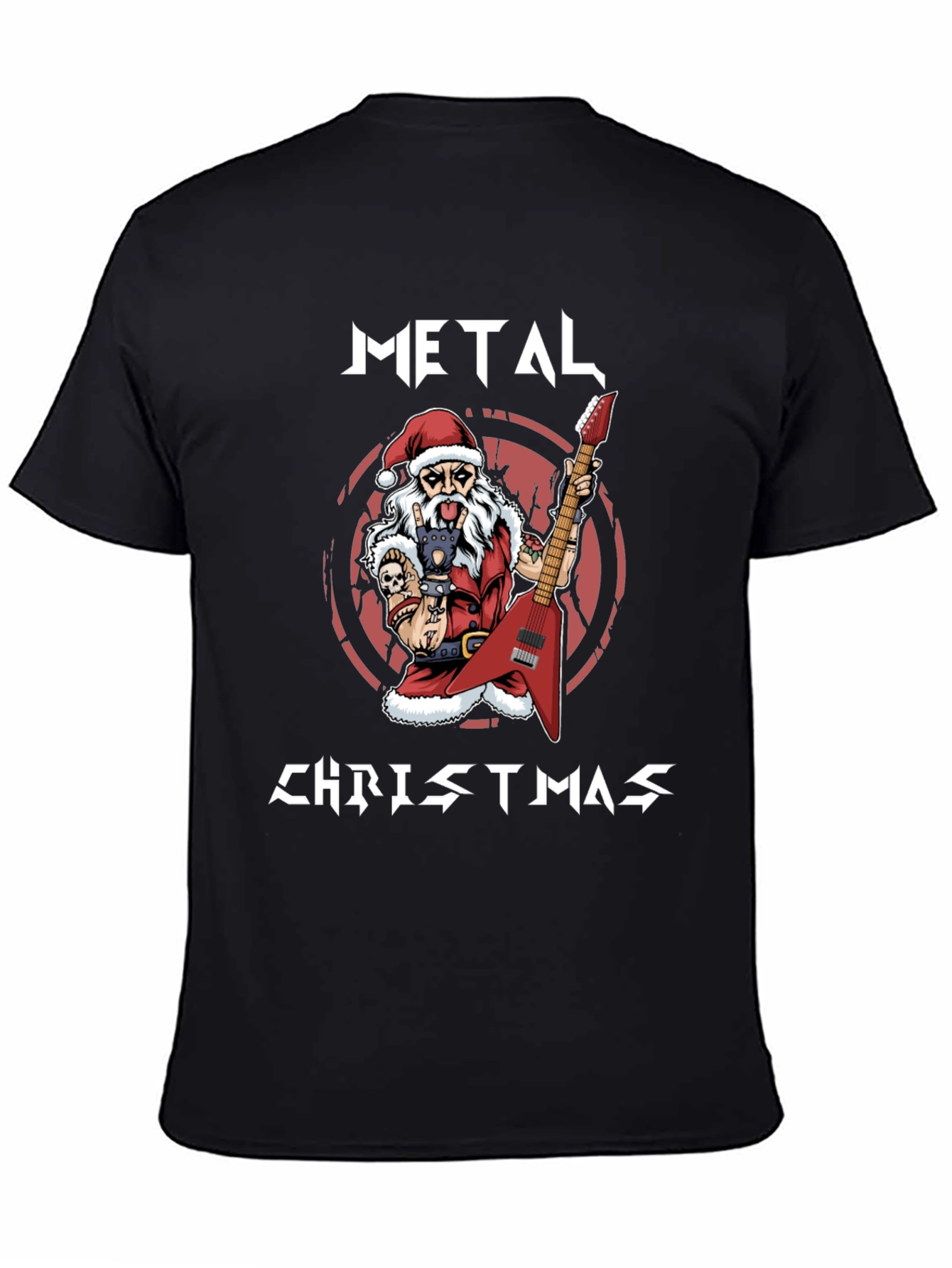 Metal Christmas Santa Graphic T-Shirt