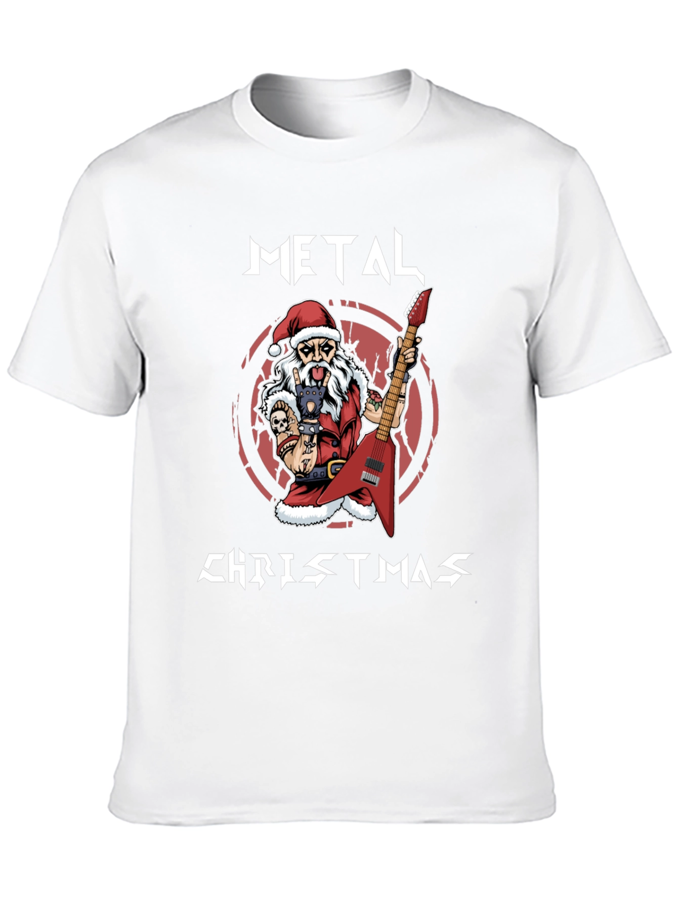 Metal Christmas Santa Graphic T-Shirt