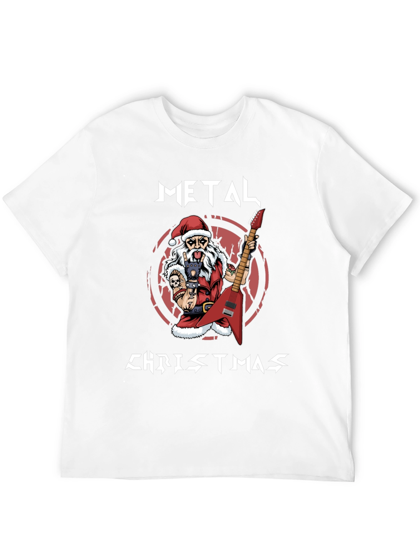 Metal Christmas Santa Graphic T-Shirt