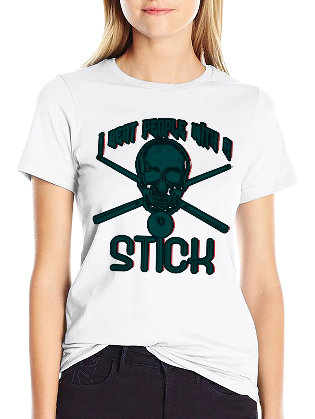 I Beat People With A Stick Funny Billiards T-Shirt