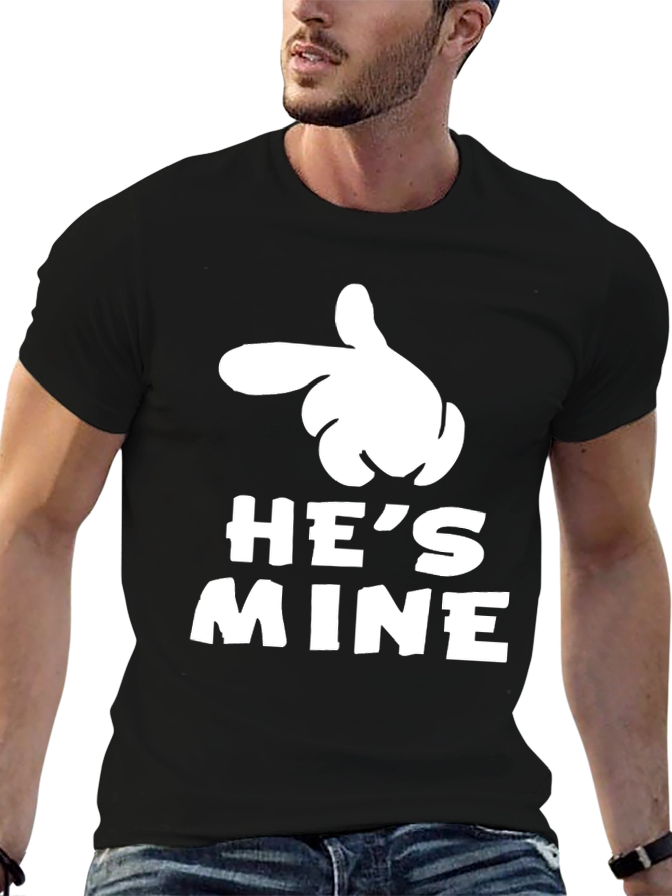 Hes Mine Black T-Shirt Novelty Graphic Tee