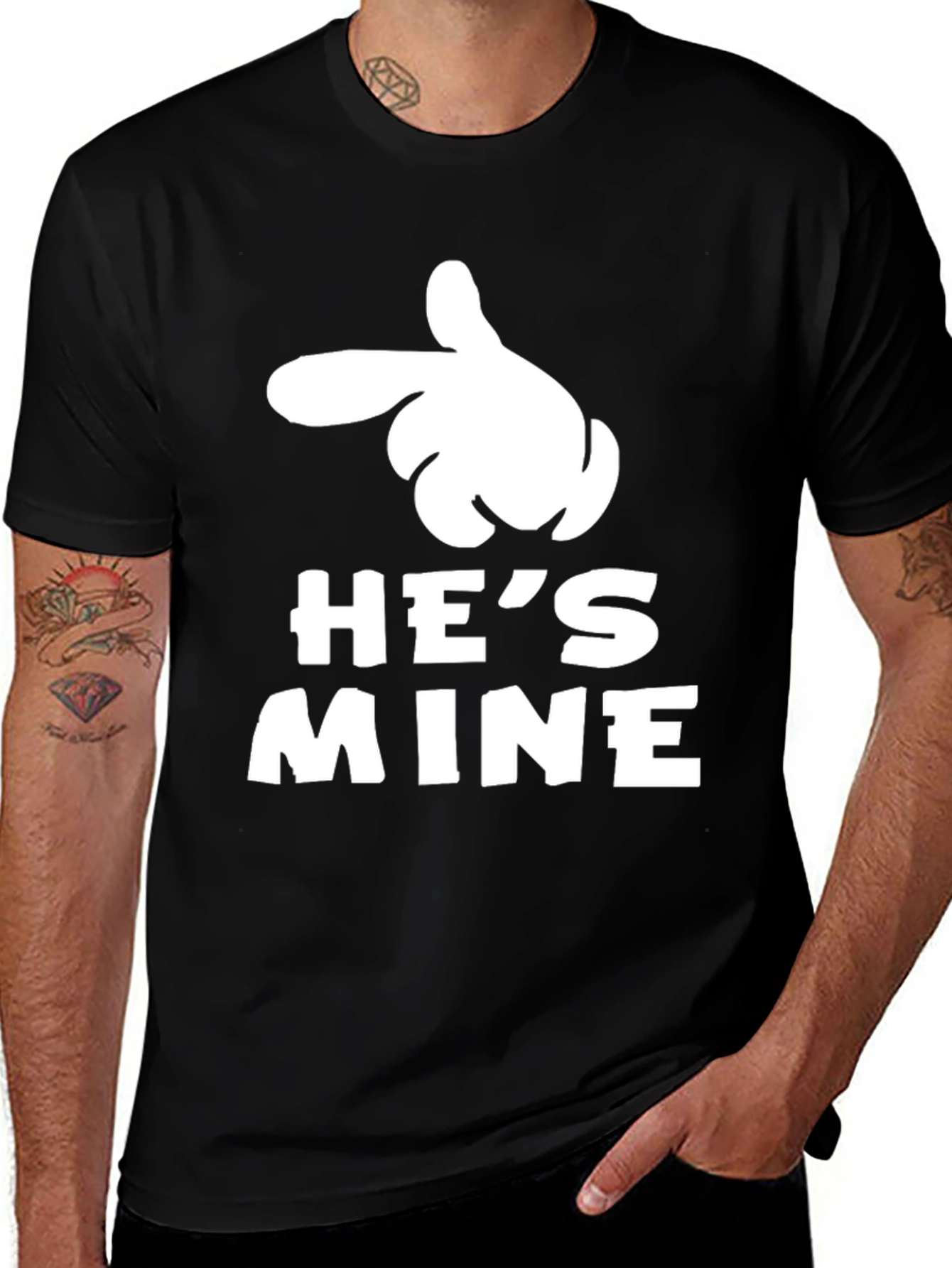 Hes Mine Black T-Shirt Novelty Graphic Tee