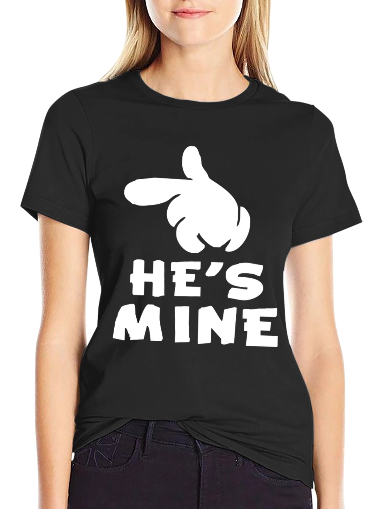 Hes Mine Black T-Shirt Novelty Graphic Tee