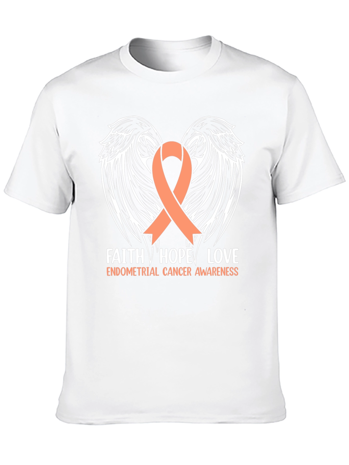 Endometrial Cancer Awareness T-Shirt with Ribbon Wings Design