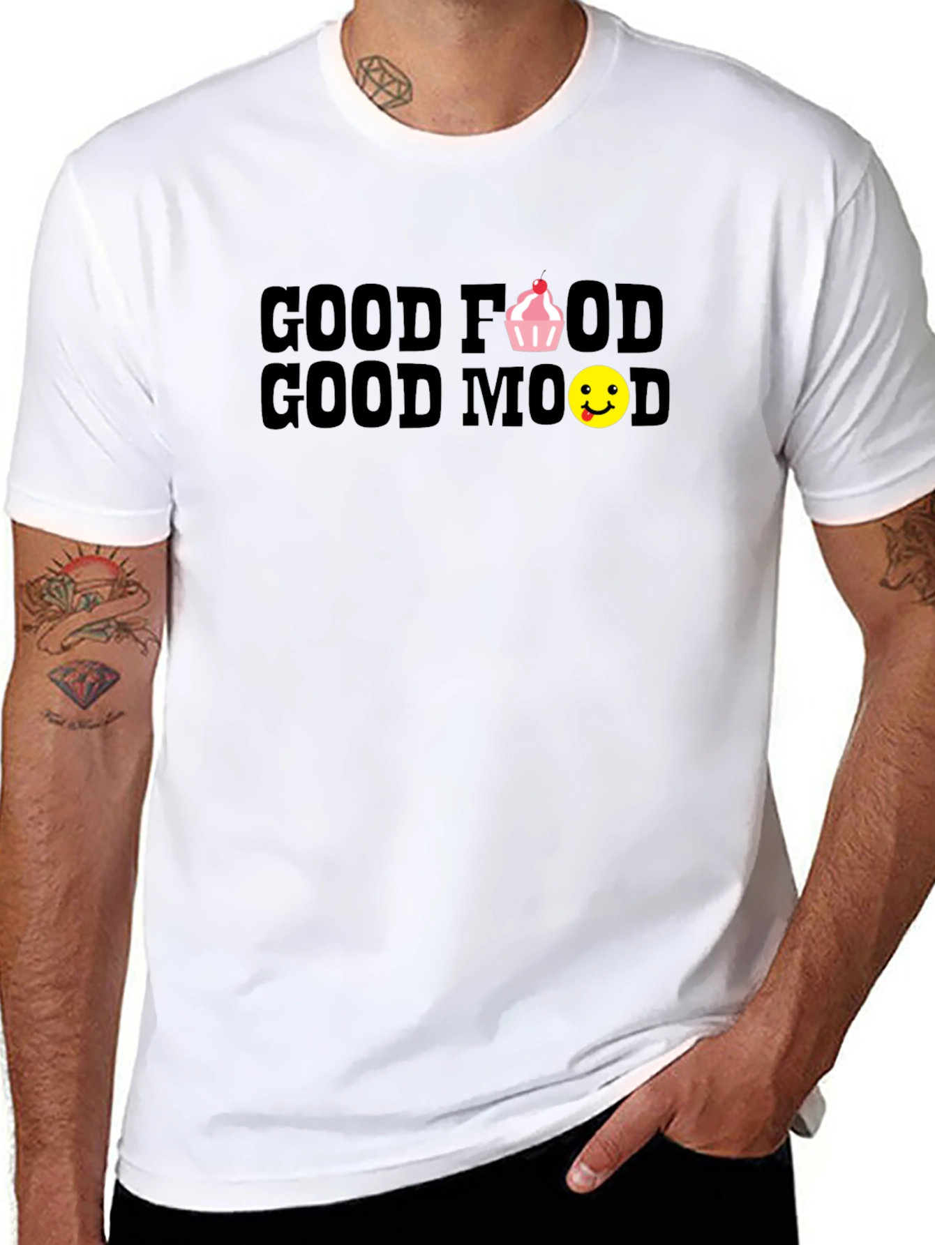 Good Food Good Mood Black T-Shirt