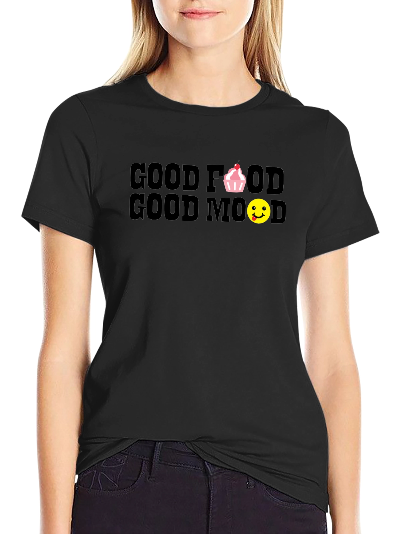 Good Food Good Mood Black T-Shirt