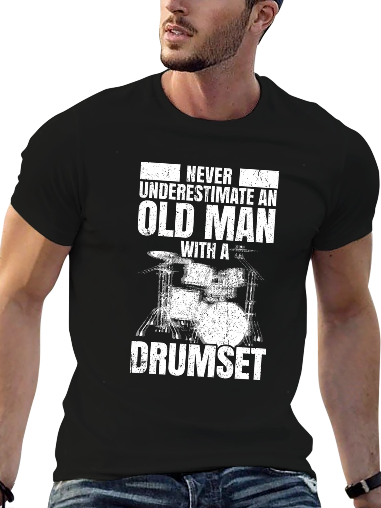 Old Man Drumset T-Shirt - Funny Musician Gift