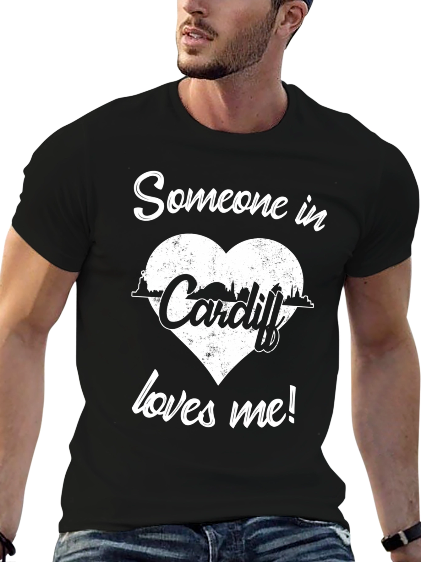 Someone in Cardiff Loves Me Black Graphic Tee