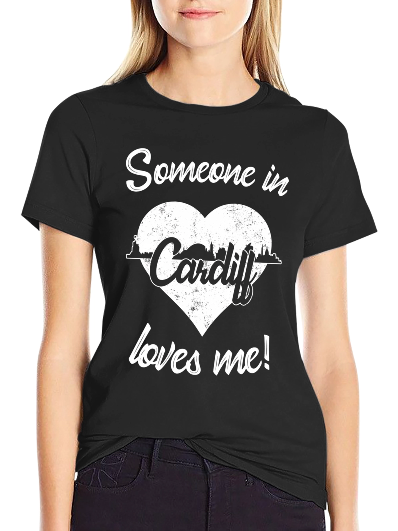Someone in Cardiff Loves Me Black Graphic Tee