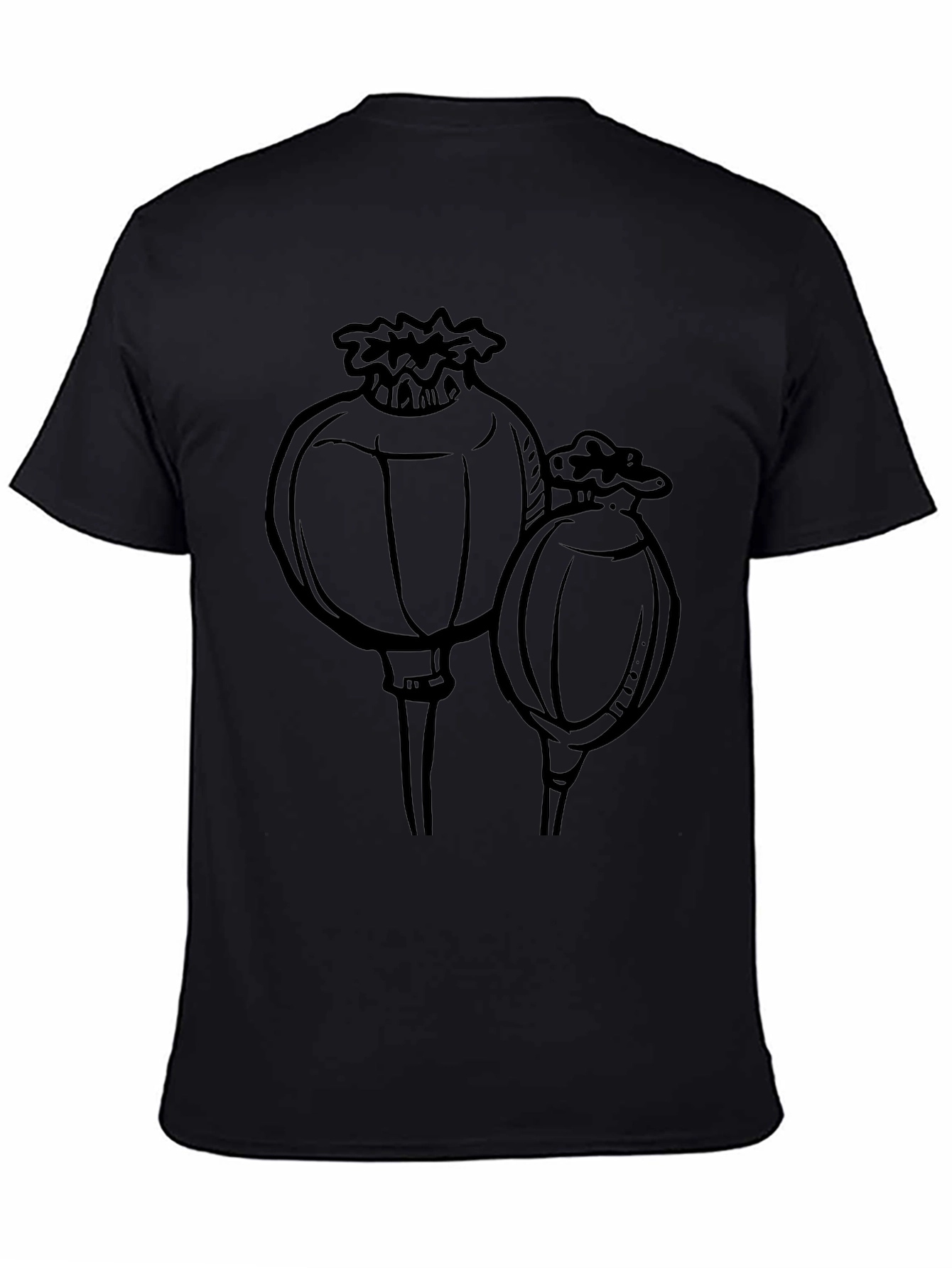 Poppy Seed Head Graphic T-Shirt - Black