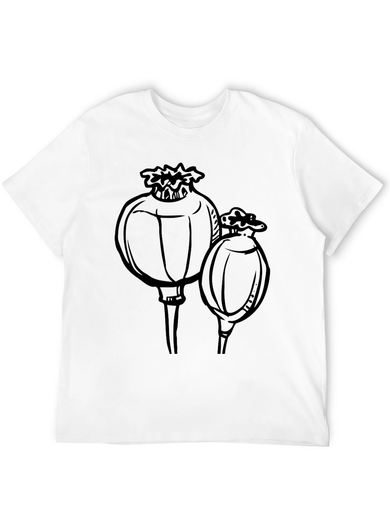 Poppy Seed Head Graphic T-Shirt - Black