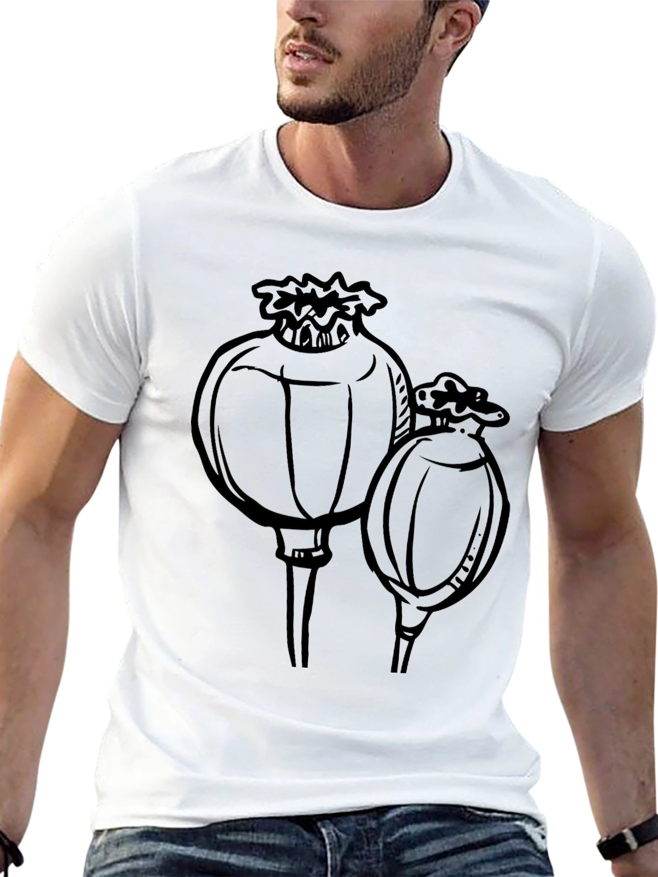 Poppy Seed Head Graphic T-Shirt - Black