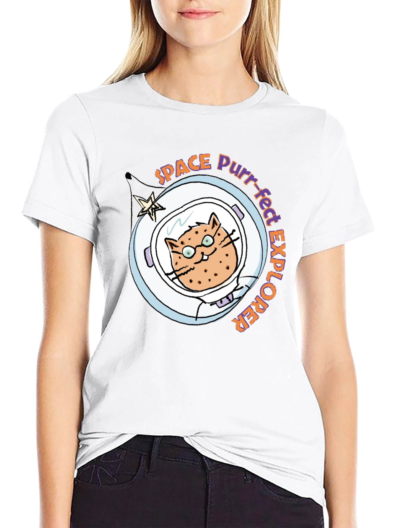 Space Purr-fect Explorer Black T-Shirt