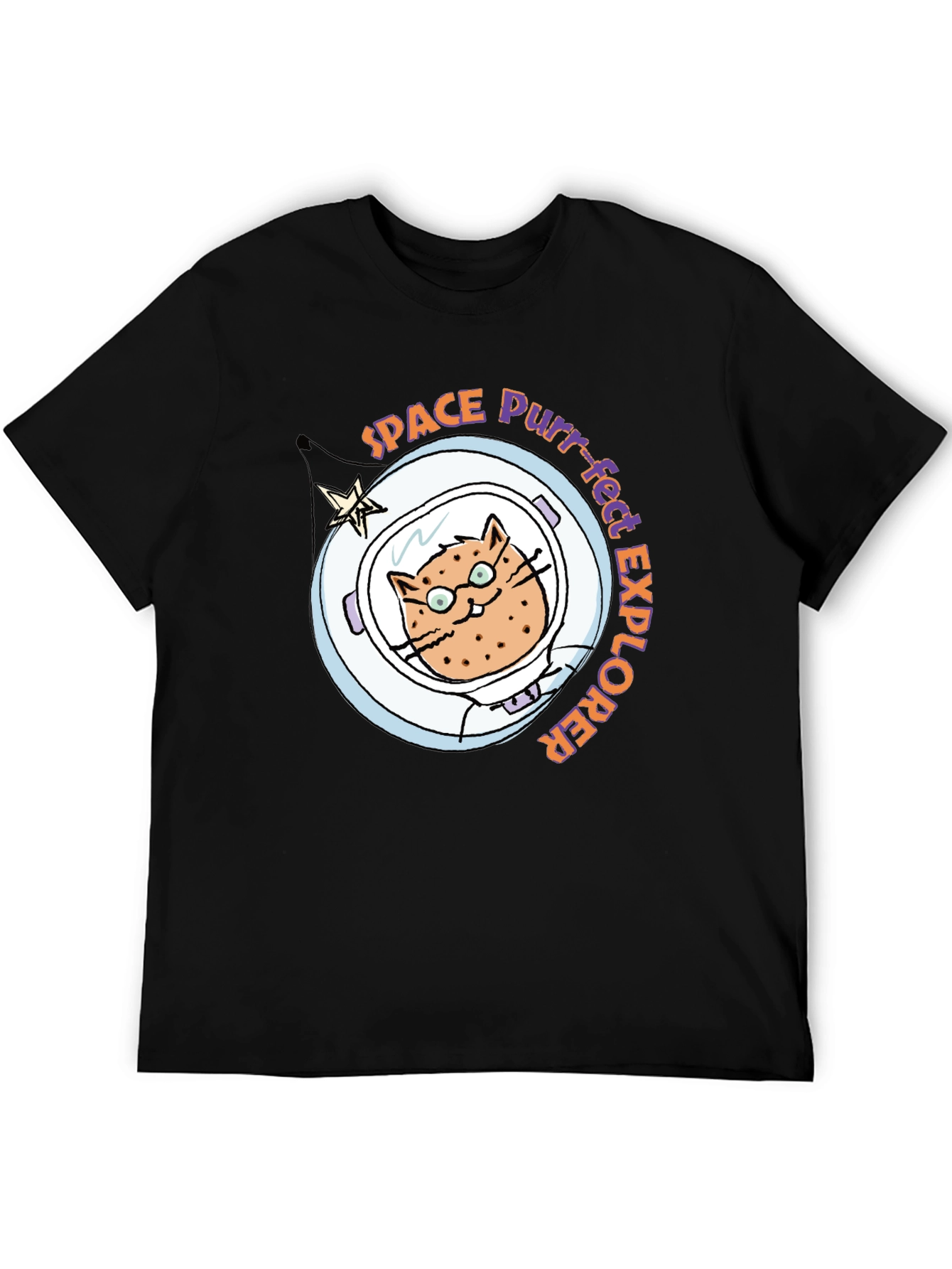 Space Purr-fect Explorer Black T-Shirt
