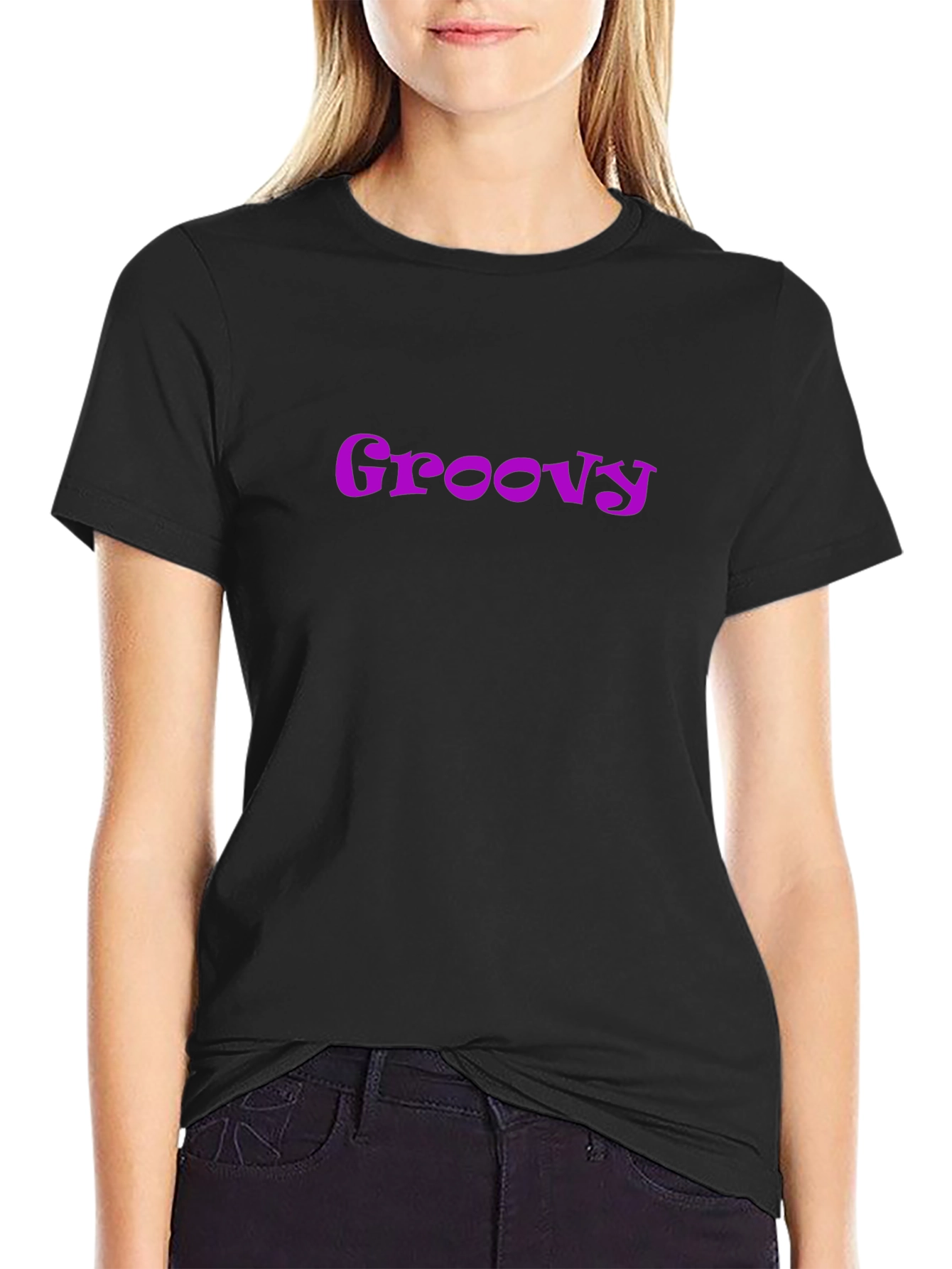 Groovy Retro Style Graphic Tee - Black