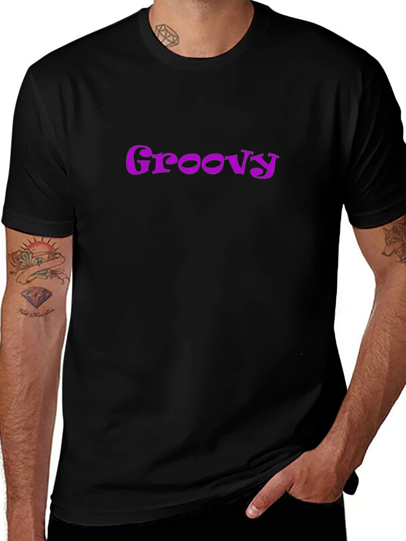 Groovy Retro Style Graphic Tee - Black