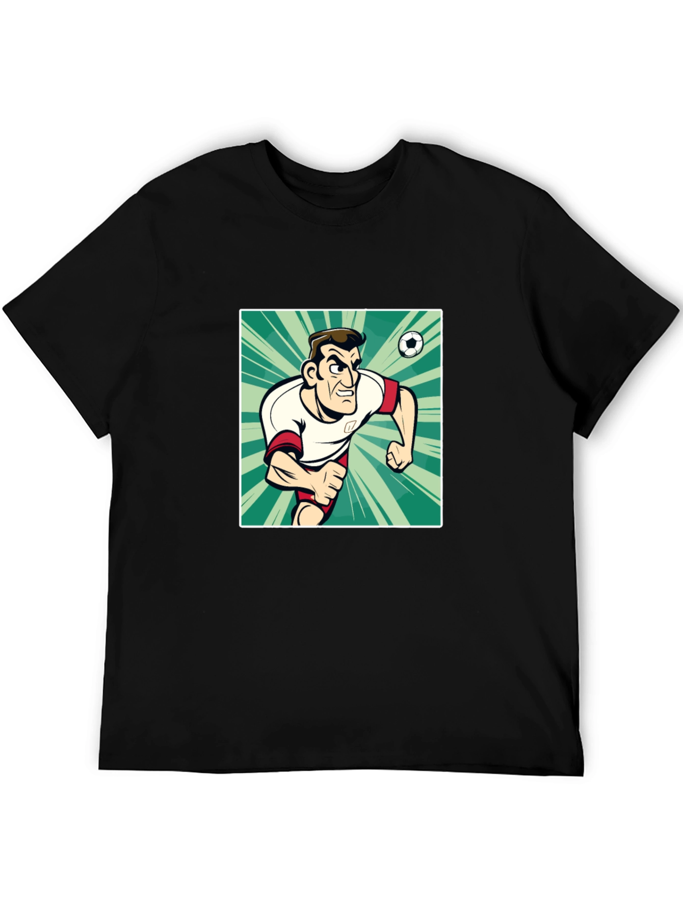 Cartoon Soccer Player Black T-Shirt