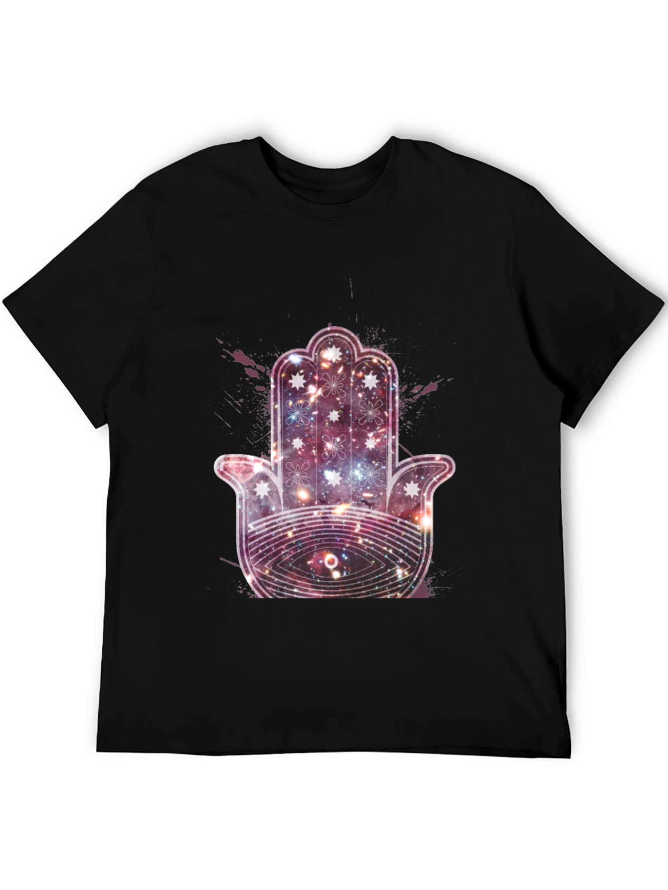 Galaxy Hamsa Hand Graphic Tee - Cosmic Protection