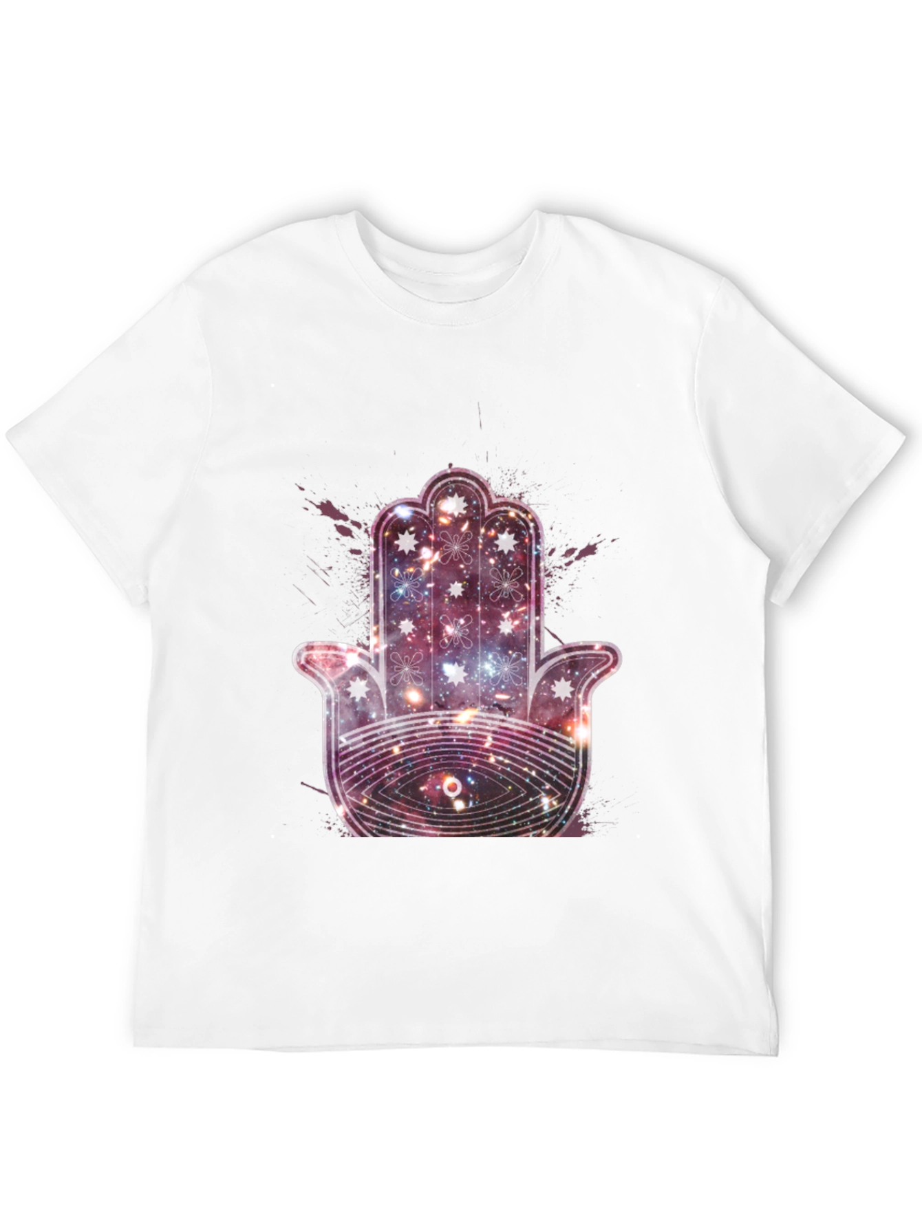 Galaxy Hamsa Hand Graphic Tee - Cosmic Protection