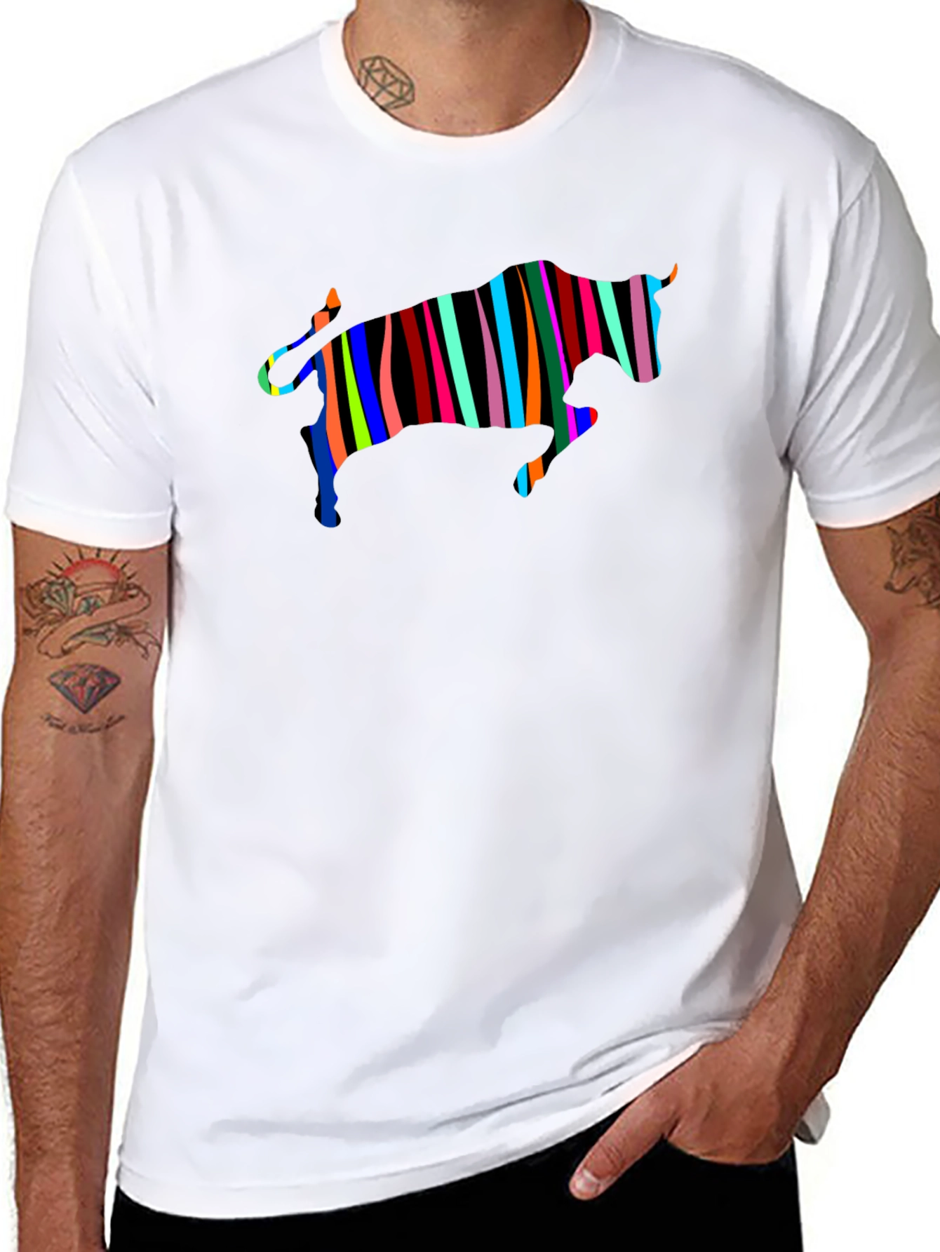 Striped Bull Graphic Black Tee