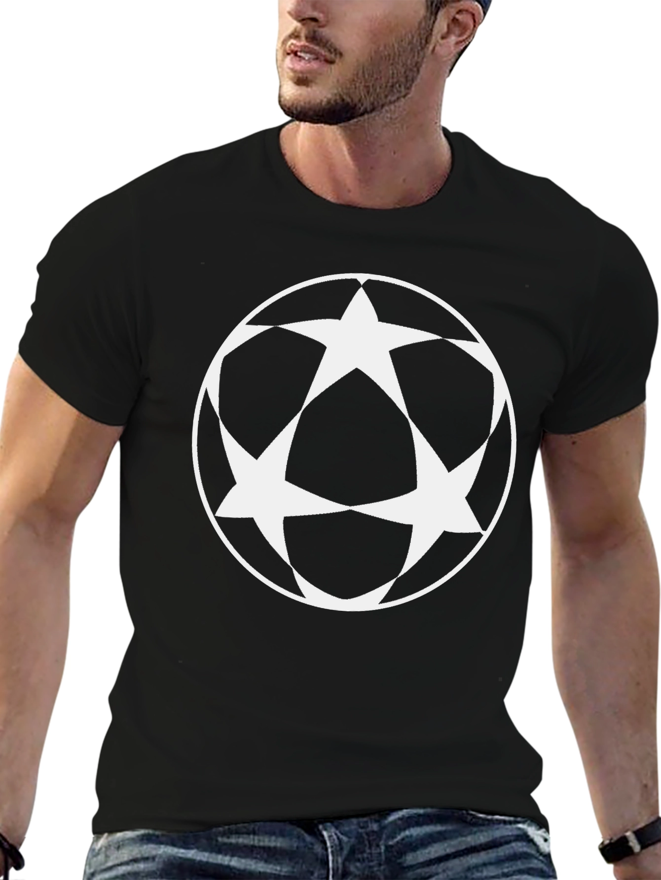 Geometric Star Circle Graphic Tee - Black