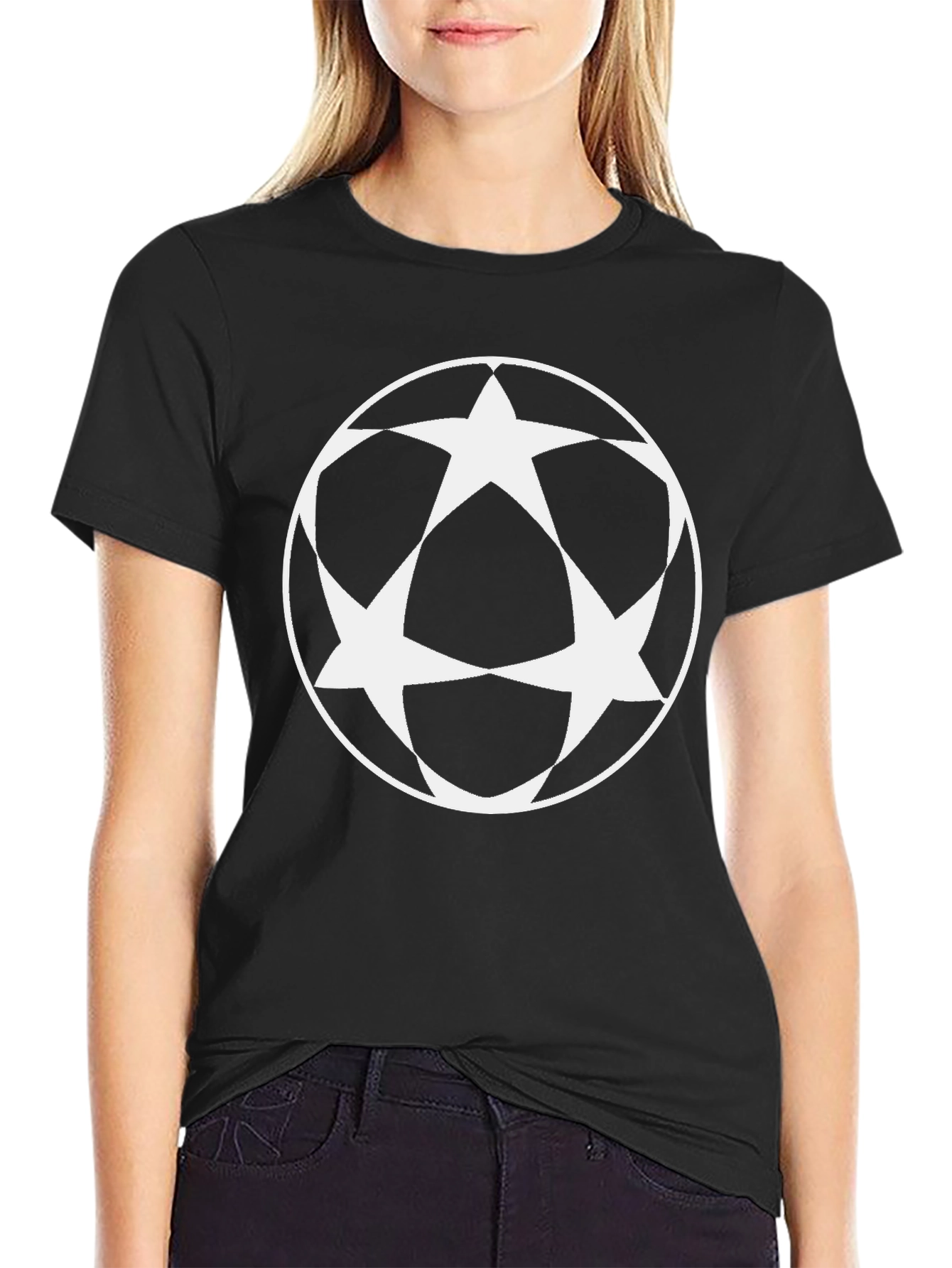 Geometric Star Circle Graphic Tee - Black