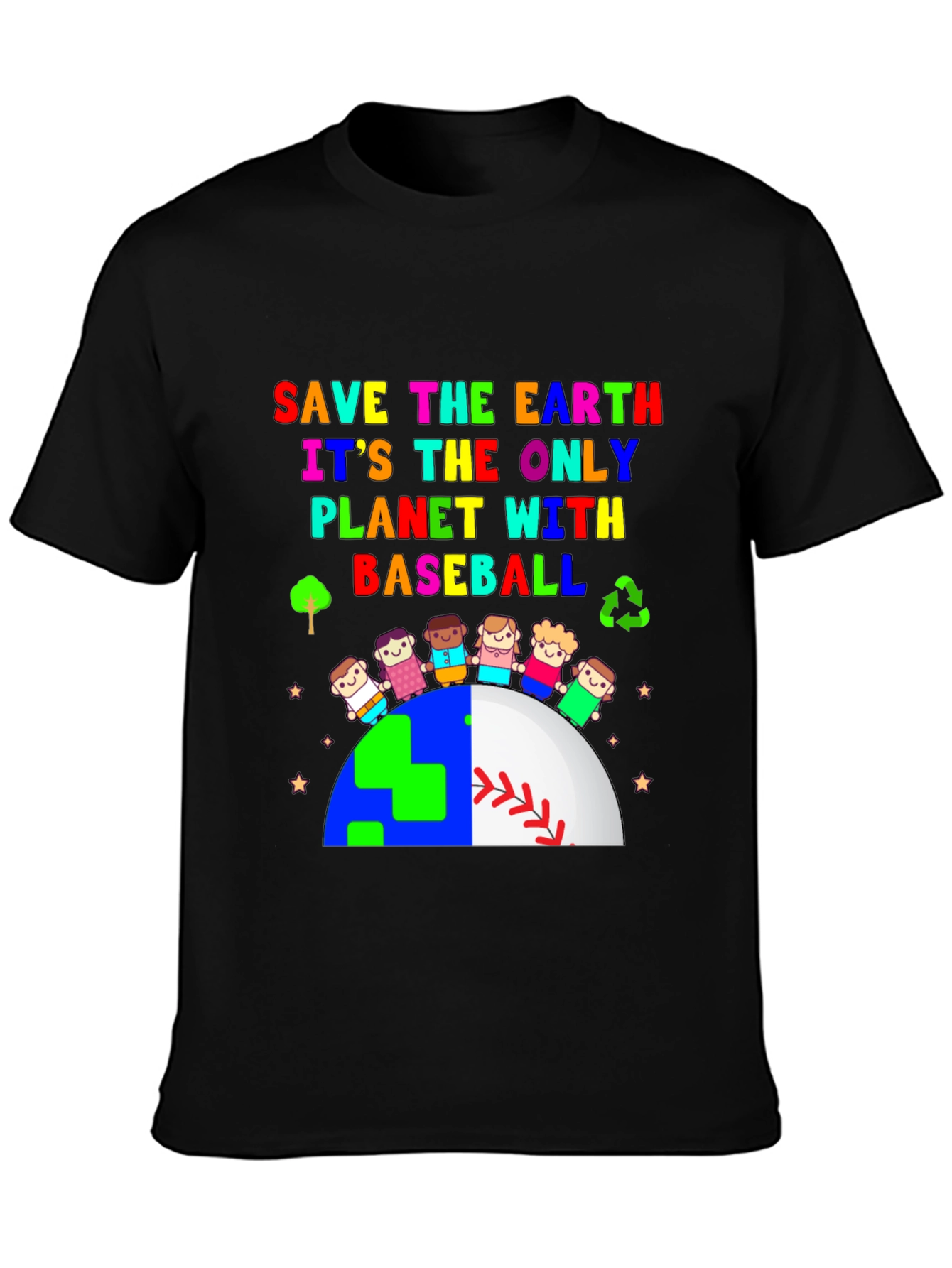 Save The Earth Baseball Planet Graphic T-Shirt