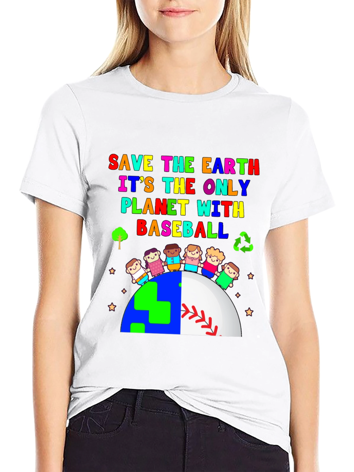 Save The Earth Baseball Planet Graphic T-Shirt