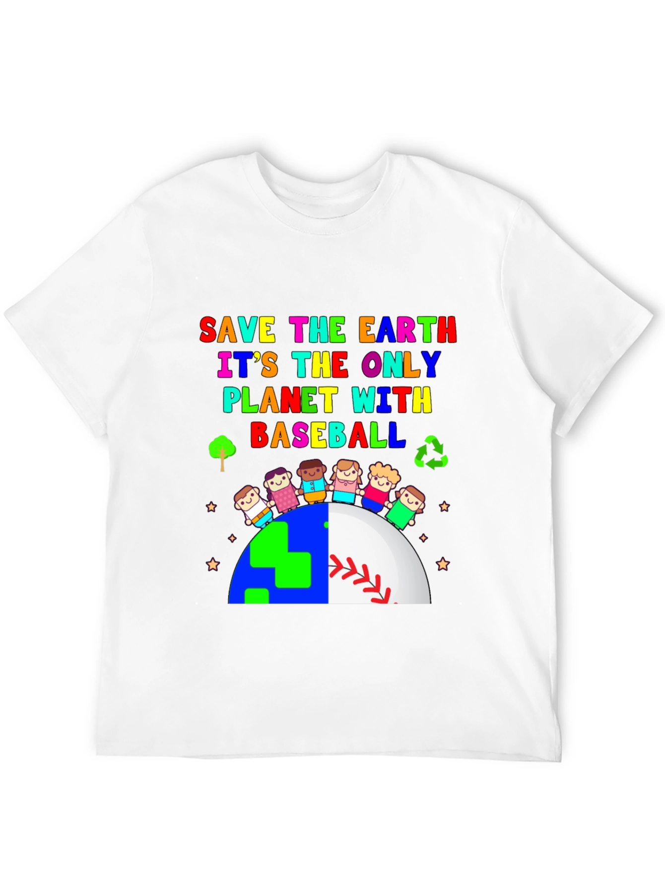 Save The Earth Baseball Planet Graphic T-Shirt