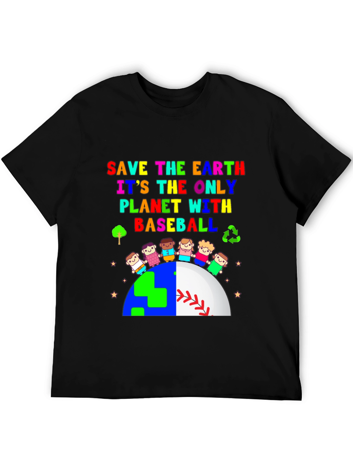 Save The Earth Baseball Planet Graphic T-Shirt